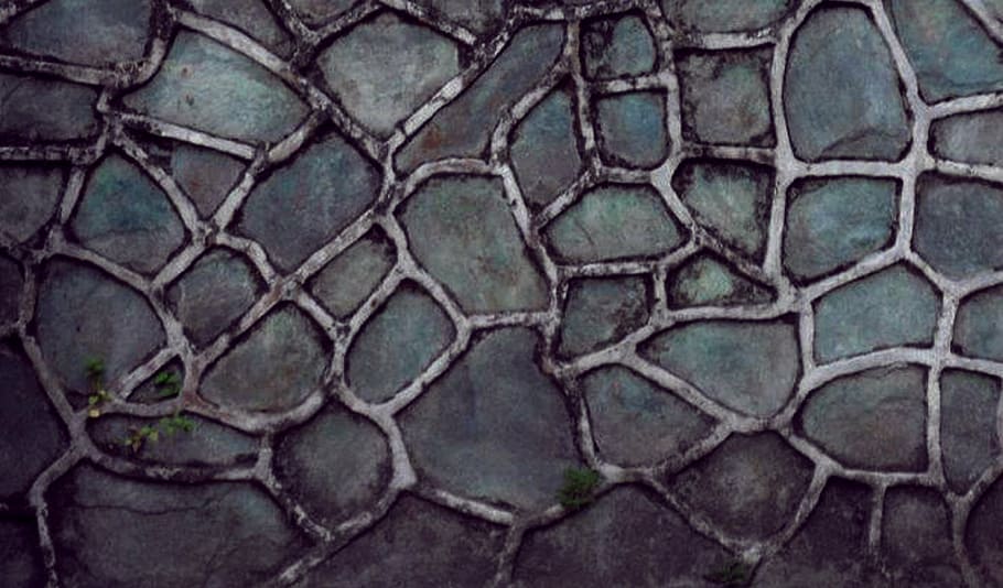 basketweave pavement, texture, rock, aged, stone, moss, wall HD wallpaper