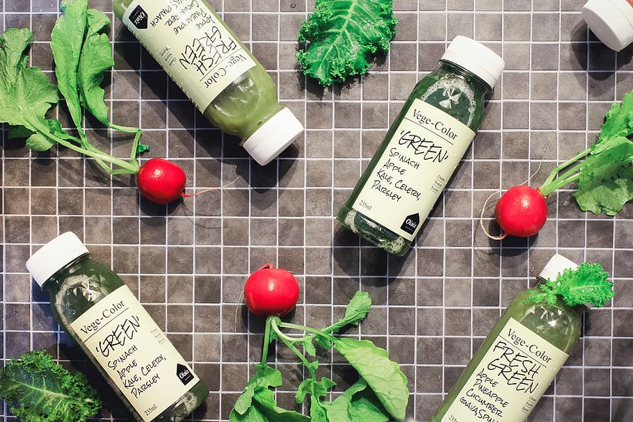 four Fresh Green bottles, green Color, groceries, food and drink HD wallpaper