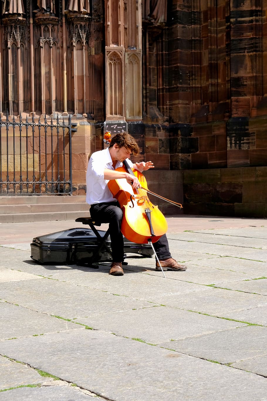 Musician, Chello, Violin Bow, arch, strasbourg, cathedral, tonkunst