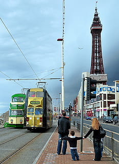 blackpool, trams, pleasure, beach, transportation, public, ride HD wallpaper