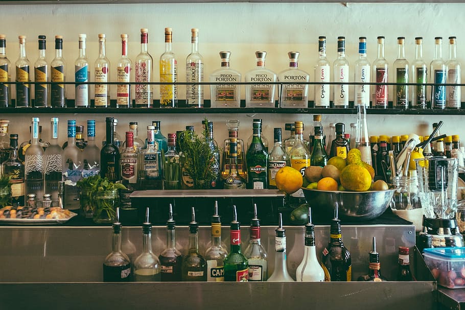 Bar, bottle, bottles, drink, drinks, liquor, pub, rum, spirit, HD wallpaper