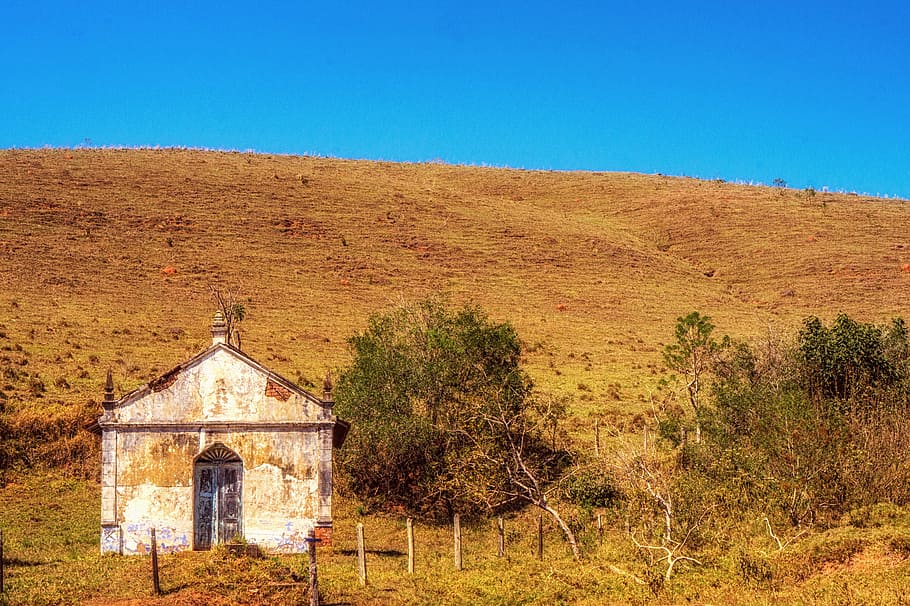 church, interior, hill, sol, sky, mato, old, architecture, brazil HD wallpaper
