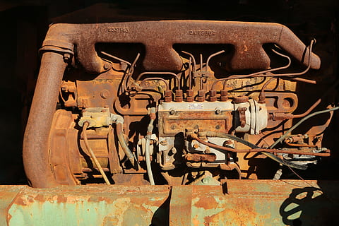 rusted brown vehicle engine, rusty, old, mechanical, aged, metal HD wallpaper