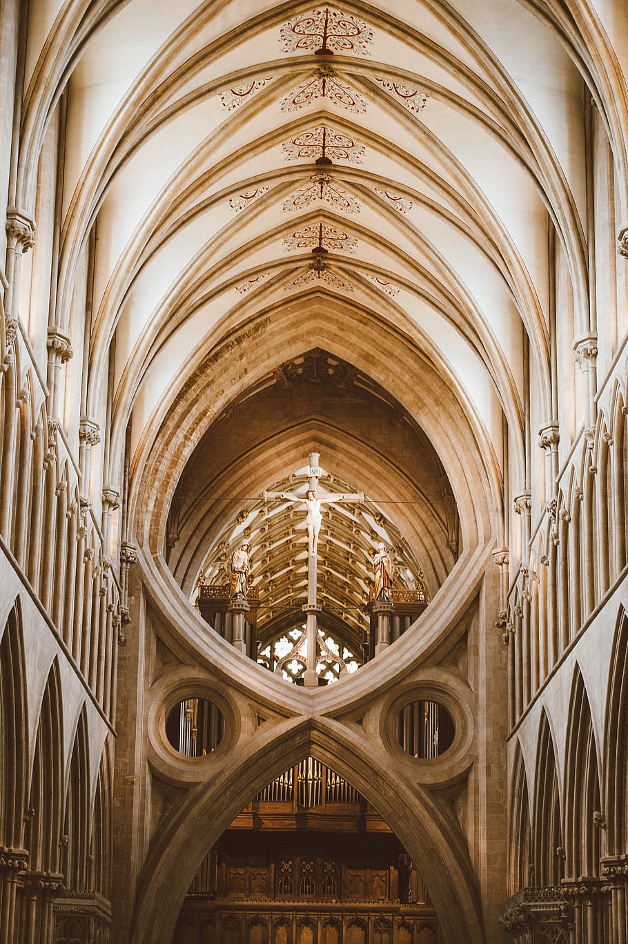Wells Cathedral, architectural photography of basilica, church HD wallpaper