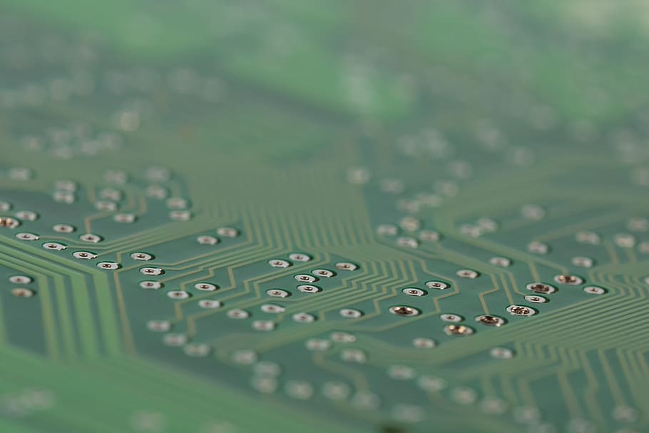 green circuit board, computer, chip, data processing, solder joint HD wallpaper