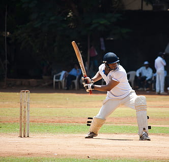 man playing cricket on field during daytime, batsman, shot HD wallpaper