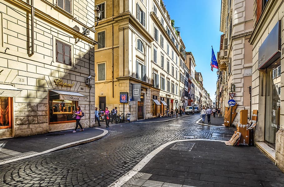 Rome, Street, Walk, Travel, Italy, summer, outdoor, shop, urban, HD wallpaper