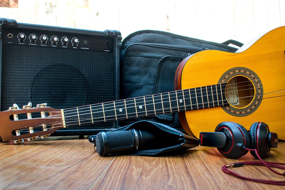 concert, guitar, device, volume, audio, power, equipment, cable, HD wallpaper