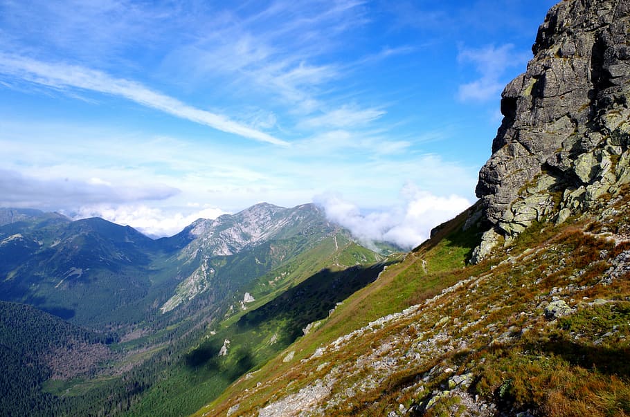 tatra, mountain, cliff, scape, cloud, travel, blue, sky, rest HD wallpaper