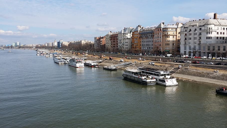 budapest, danube, port, water, nautical vessel, building exterior HD wallpaper