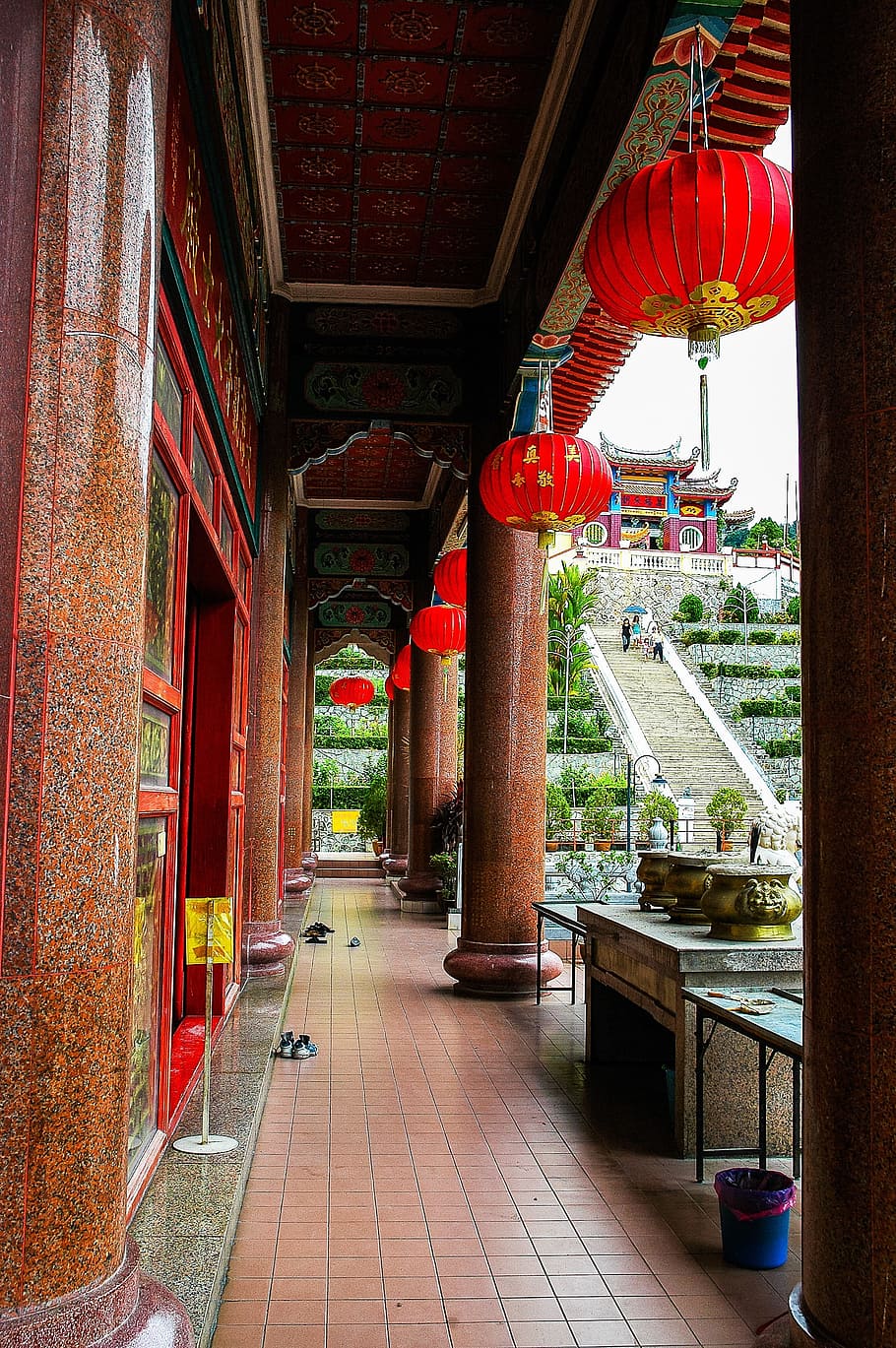 Arcade, Temple, Malaysia, architecture, no people, built structure HD wallpaper
