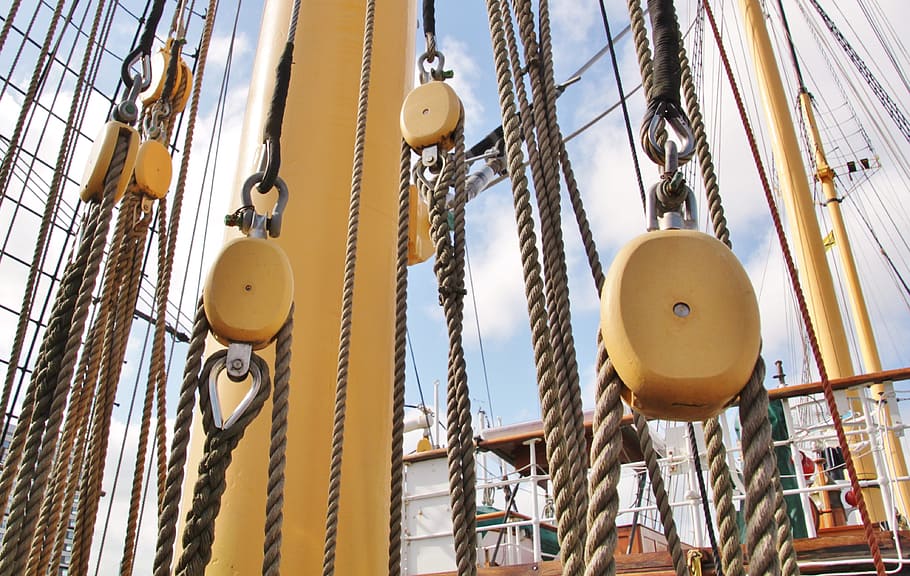 rigging, sail, ship, sailing vessel, masts, cordage, shrouds