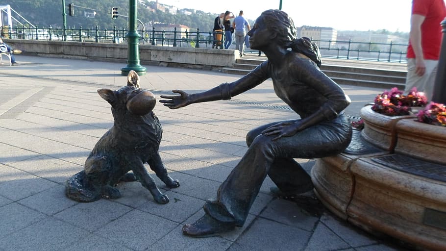 budapest, statue, hungary, bronze statue, the danube, street HD wallpaper