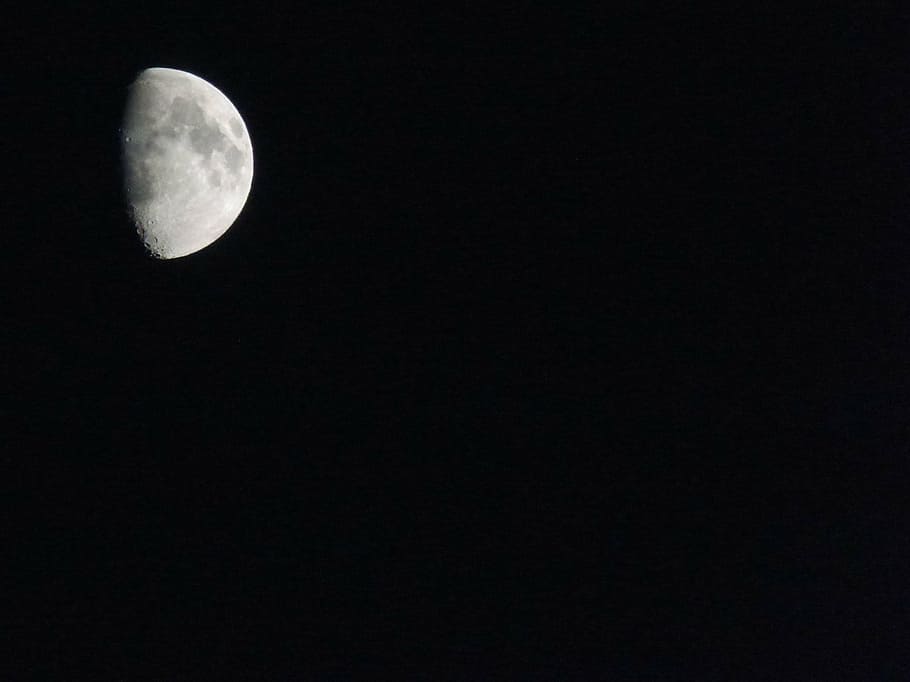 moon, black sky, night, background, crater, black background HD wallpaper
