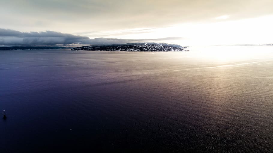 panoramic photography of island in ocean, white clouds, sea, water HD wallpaper