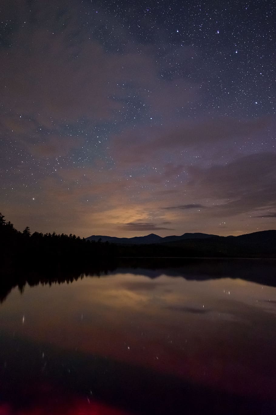 landscape, mountains, nature, sky, clouds, dark, evening, lake HD wallpaper