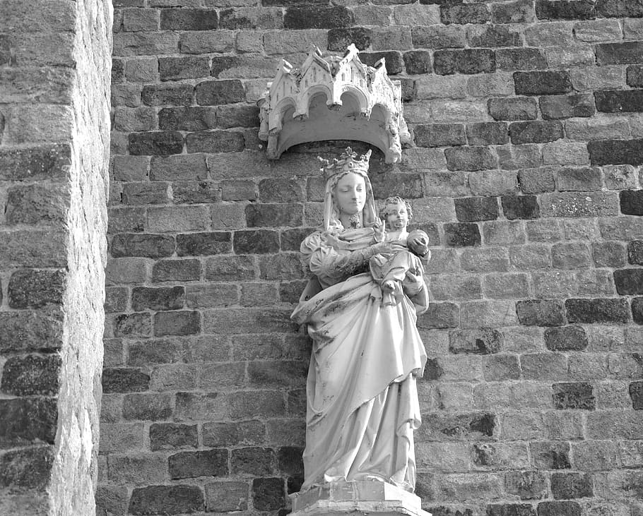 statue, holy virgin, mary jesus, religious figure, belief, human representation, HD wallpaper