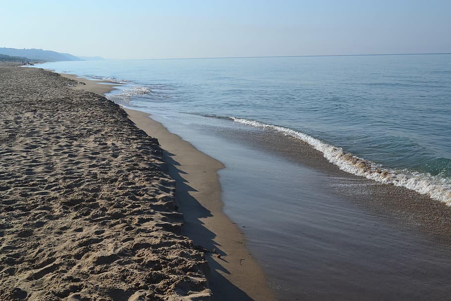 beach, sea, summer, water, land, beauty in nature, sand, sky HD wallpaper