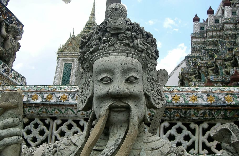 face, temple, mustache, thailand, architecture, art and craft HD wallpaper