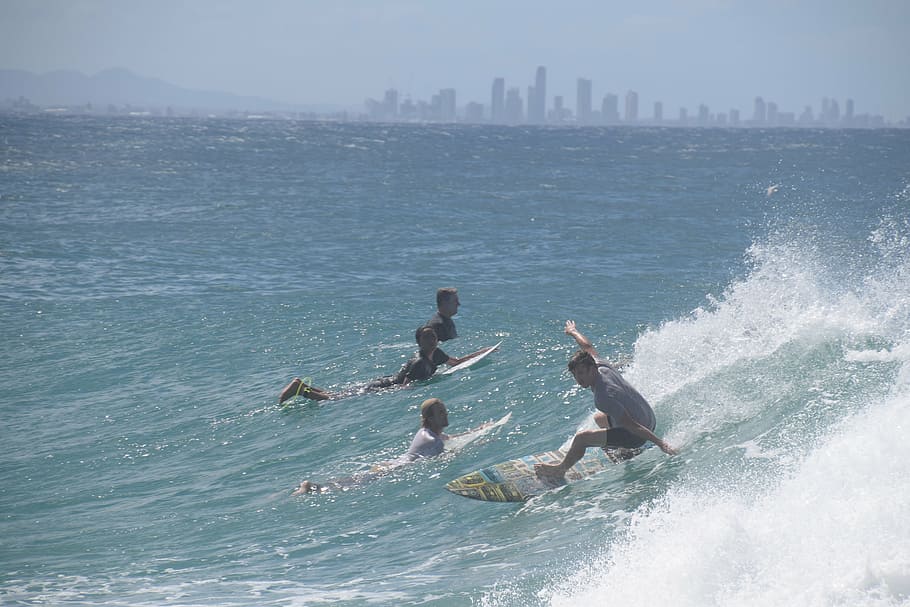 HD wallpaper surfing, gold coast, ocean, australia, queensland, waves