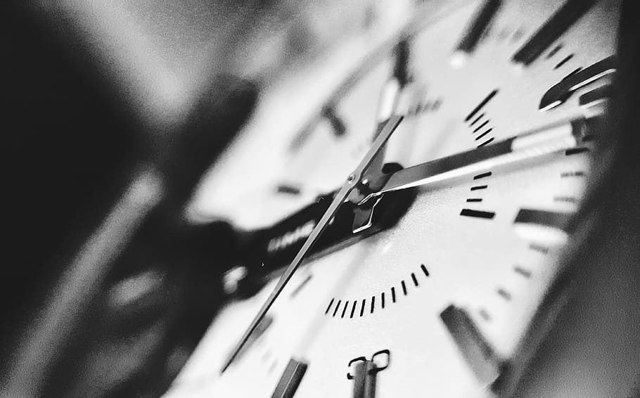The Time, closeup grayscale photography of watch, vlock, hands HD wallpaper
