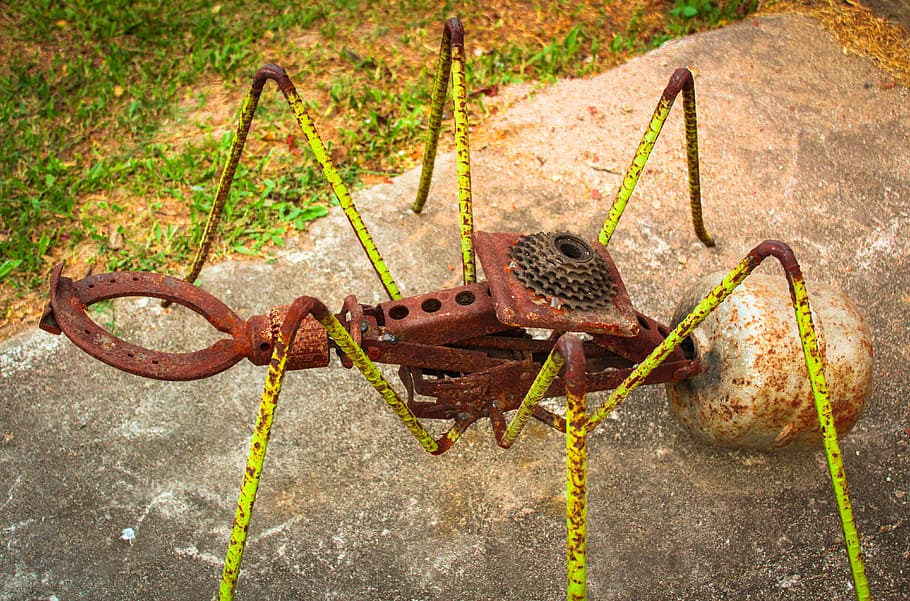 sculpture, art, crafts, rusty, no people, metal, day, high angle view HD wallpaper