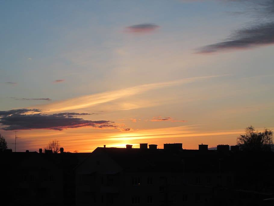sunset, beautifully, beautiful sky, sweden, city, evening, himmel, HD wallpaper