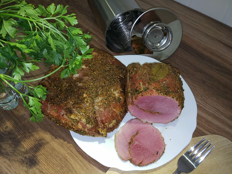 szynkowar, meat, plate, food, gourmet, dinner, meal, beef, food and drink HD wallpaper