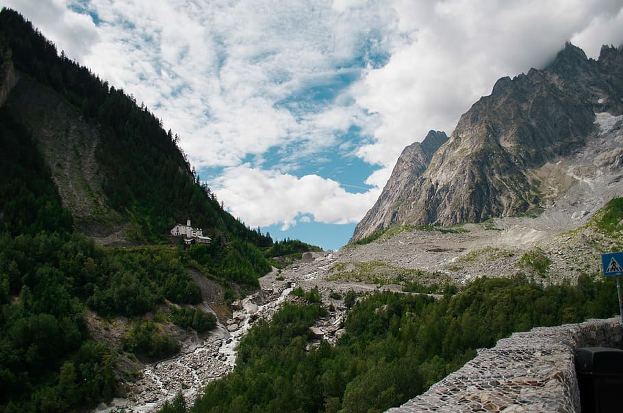 landscape photograph of river between mountain ranges, landscape photography of mountains HD wallpaper