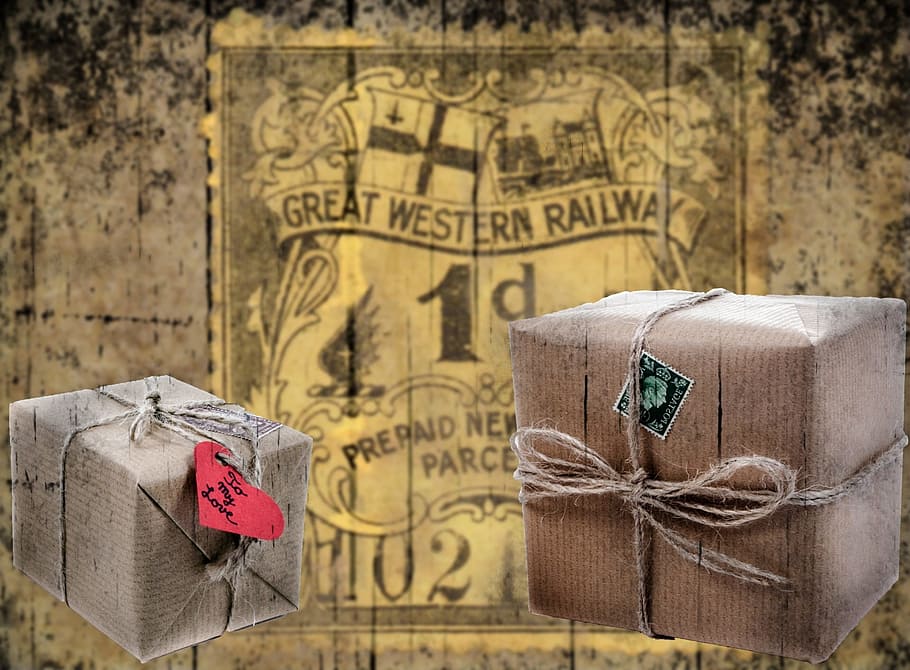 two brown boxes, cardboard, paper, old, close-up, heap, square HD wallpaper