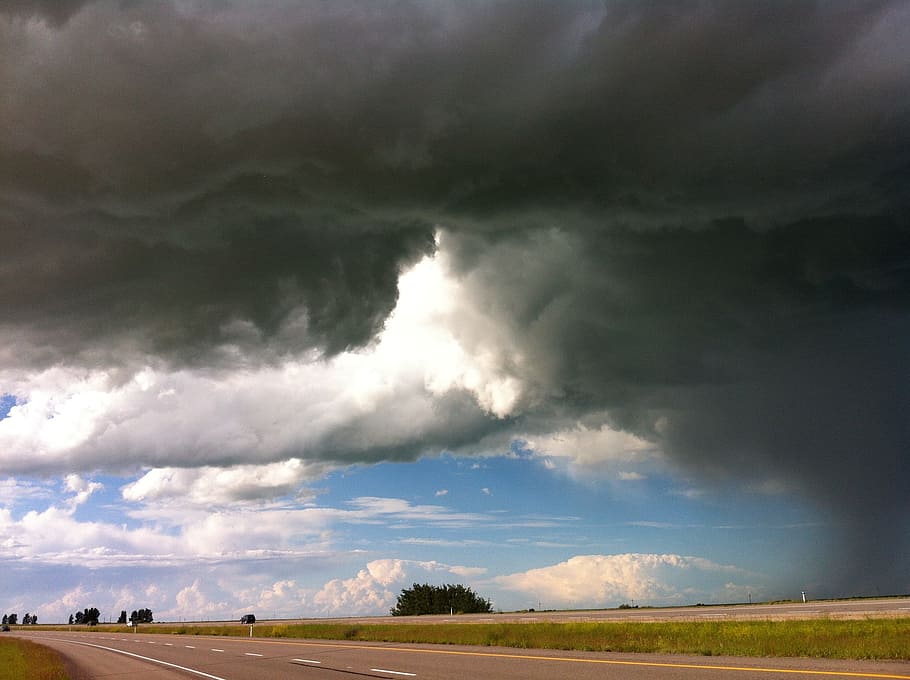 storm, thunderstorm, clouds, sky, weather, nature, prairies HD wallpaper