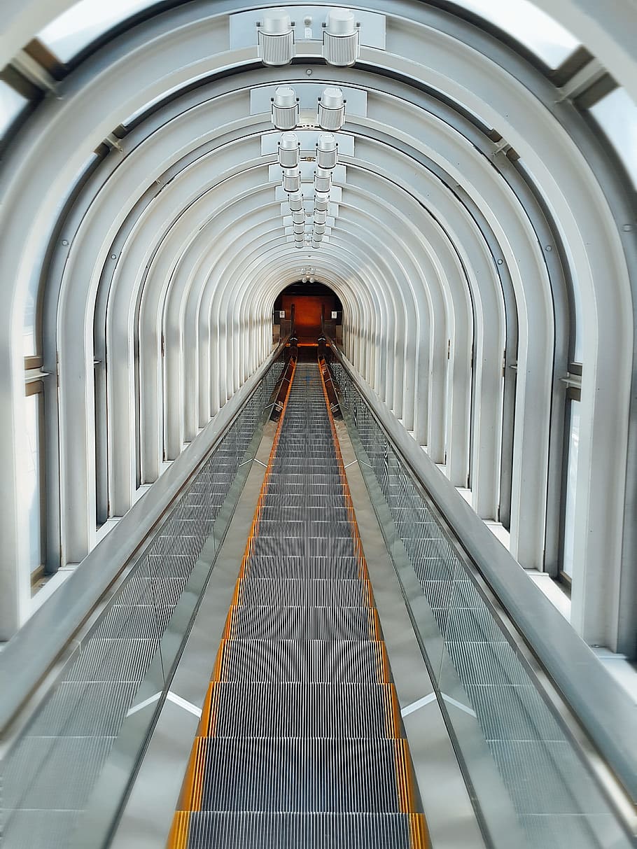 Escalator, Stairs, Pathway, indoors, built structure, architecture HD wallpaper