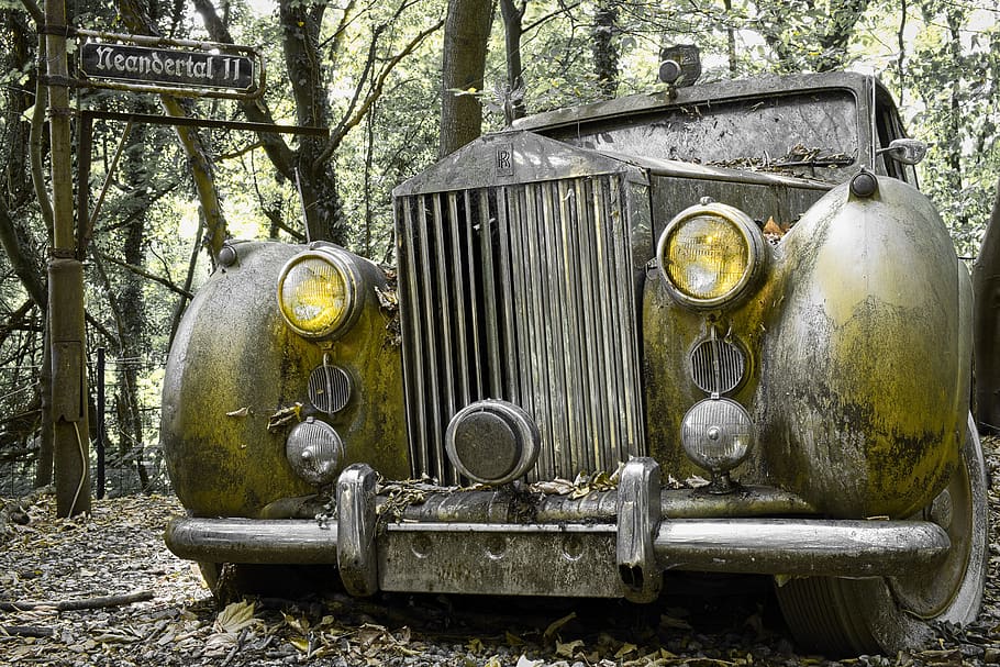 lost place, auto, oldtimer, rusted, weathered, metal, retro styled HD wallpaper