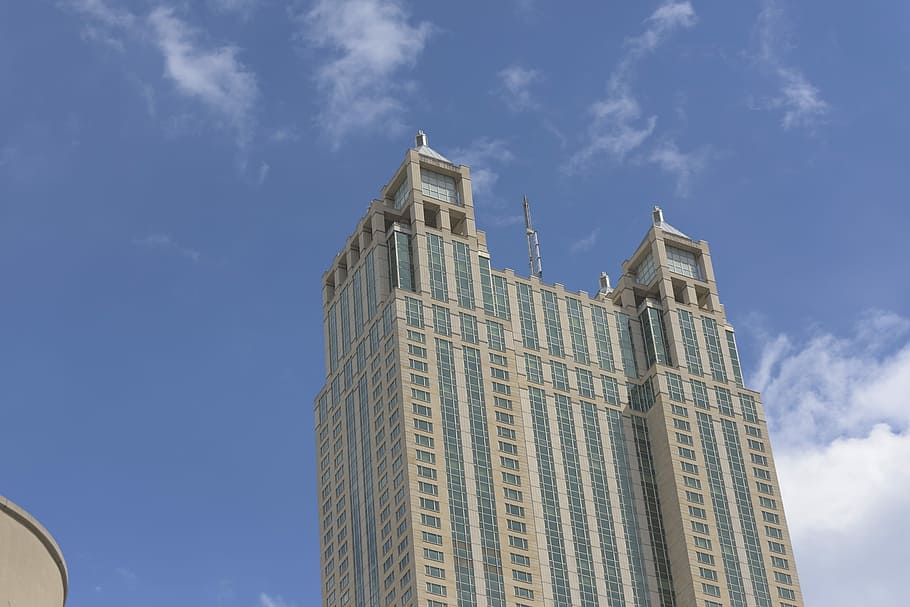Building, Architecture, Skyscraper, blue, clouds, business HD wallpaper