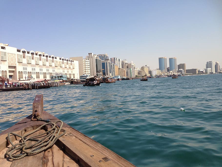 white concrete buildings, dubai, uae, emirates, desert, dubai creek HD wallpaper