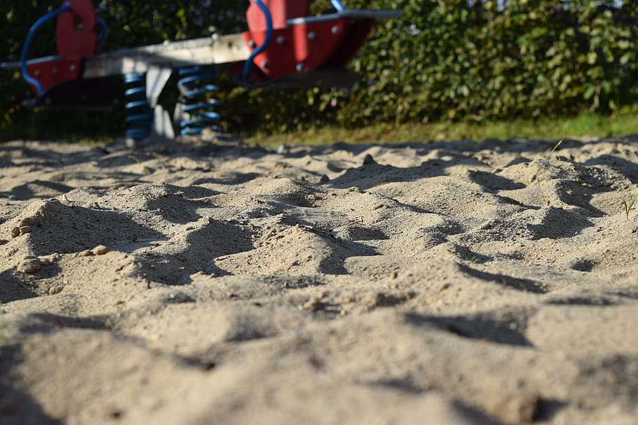 playground, sand, leave, game device, see saw, children's playground HD wallpaper