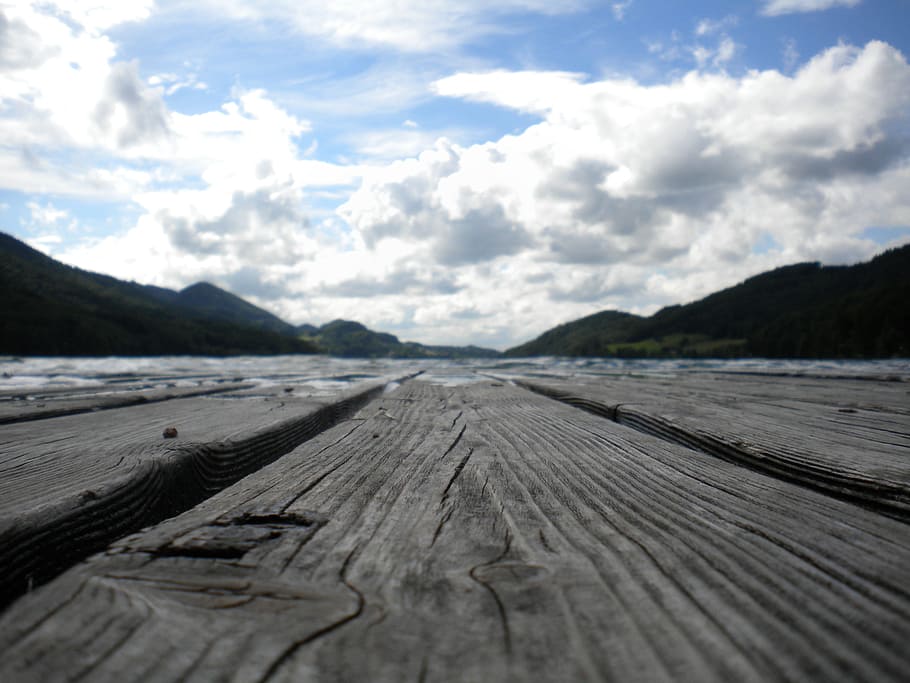 lake, sky, view, web, cloud - sky, mountain, wood - material HD wallpaper