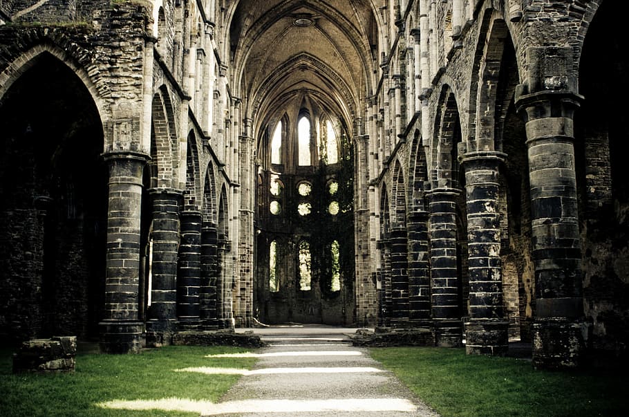 Ruin, Cathedral, Monk, Romantic, architecture, atmosphere, building HD wallpaper