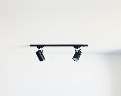 black vanity light, black track light with white background, lighting HD wallpaper