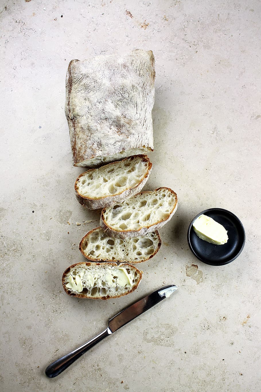 Bread and butter, bake, baked, breakfast, knife, rustique, sour HD wallpaper