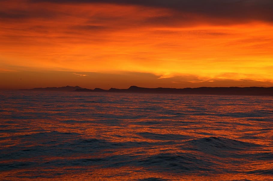 sunset, seascape, twilight, dusk, sunshine, sky, colorful, scenic HD wallpaper