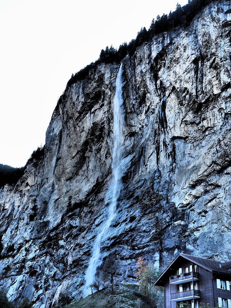 staubbachfall, waterfall, -fall, lauterbrunnen, steep, steep wall HD wallpaper