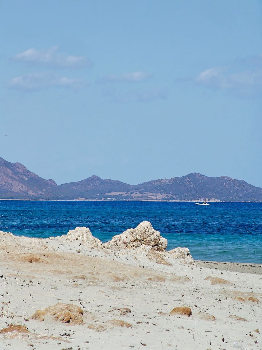sardinia, water, ocean, mediterranean, beach, mountains, island HD wallpaper