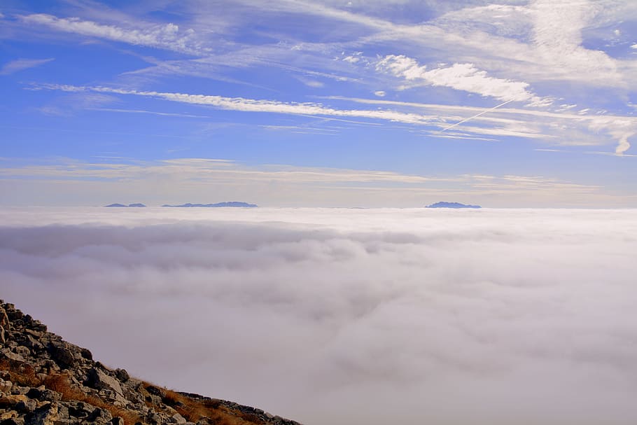 mountain, fog, clouds, baldo, trent, italy, above, cloud - sky HD wallpaper