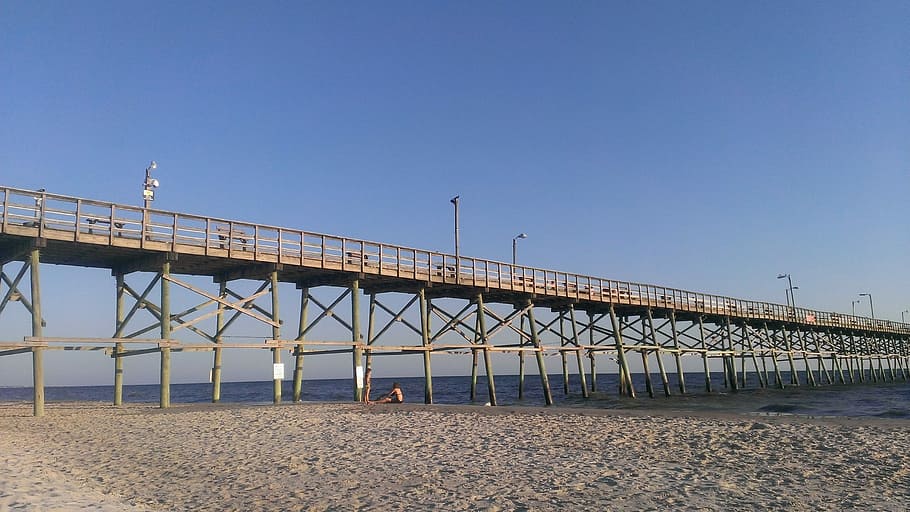 Pier, Beach, Sand, bridge - man made structure, day, built structure HD wallpaper