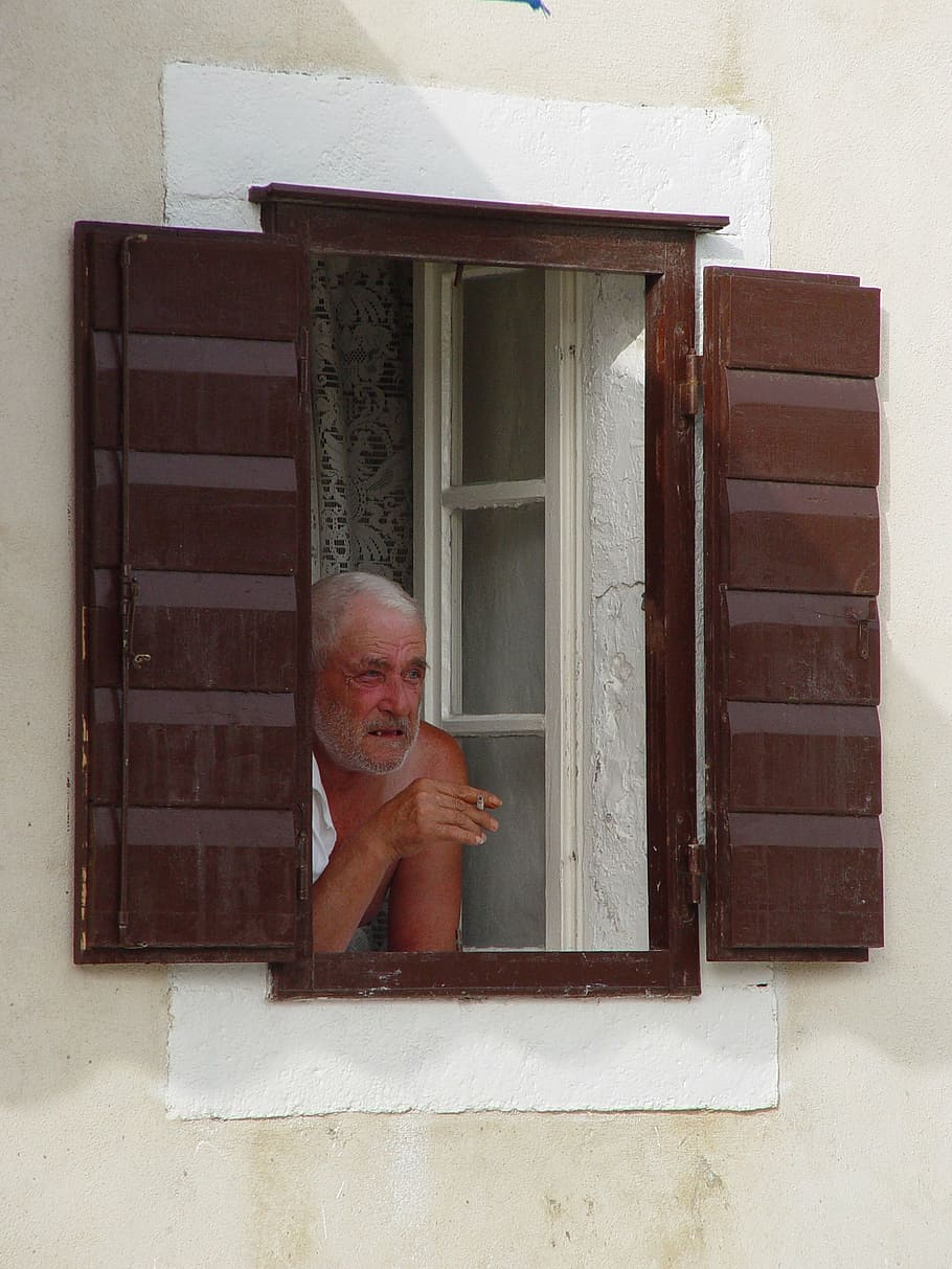 man, old, face, elder, senior, person, male, human, window HD wallpaper