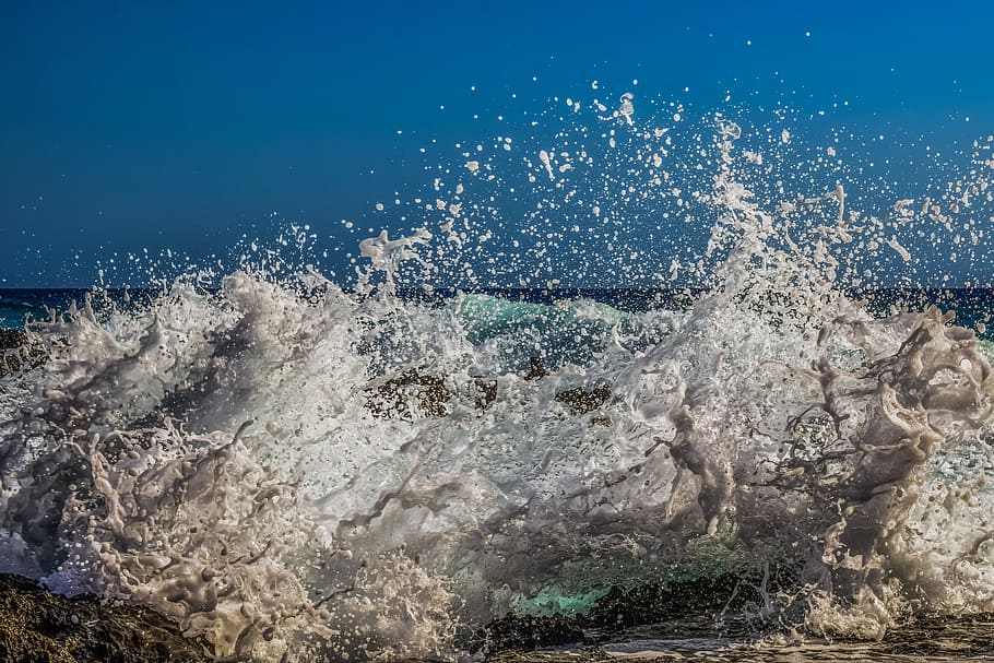 time lapse photography of sea waves, splash, water, liquid HD wallpaper