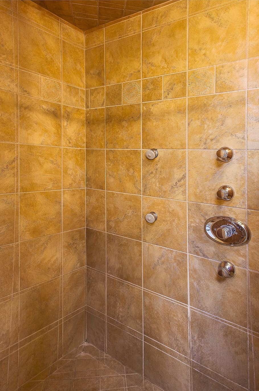brown shower rom, tile, bathroom, interior, luxury, tiled, contemporary HD wallpaper