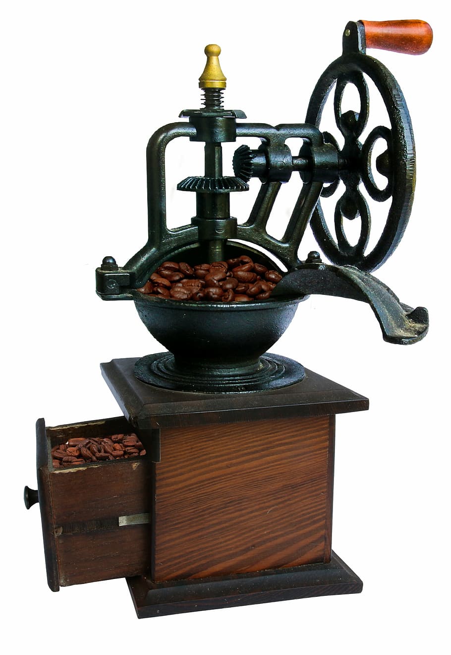 black and brown coffee grinder, old, crank, mill, historically HD wallpaper
