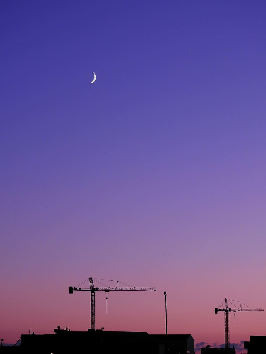 moon, silhouette, atmosphere, night, moonlight, abendstimmung HD wallpaper